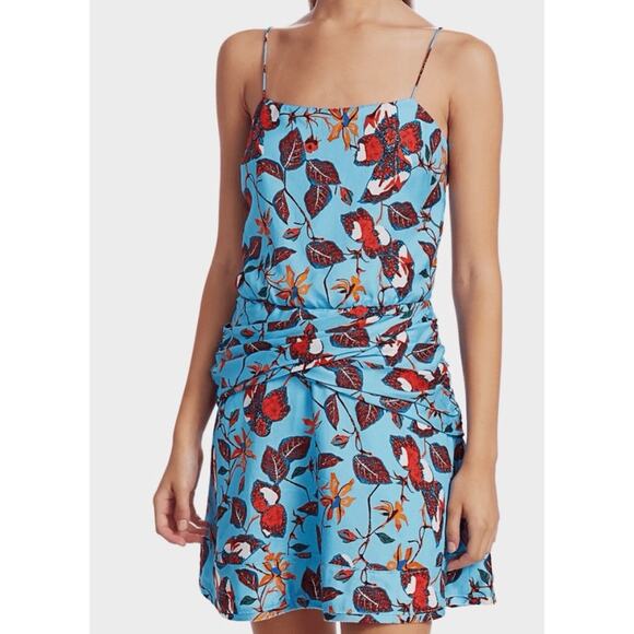 Derek Lam 10 Crosby Blue Butterfly Floral Silk Blend Sun Dress, Romantic Size 10 - Picture 2 of 8